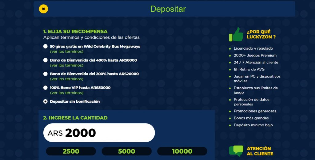 Pago LuckyZon en pesos argentinos