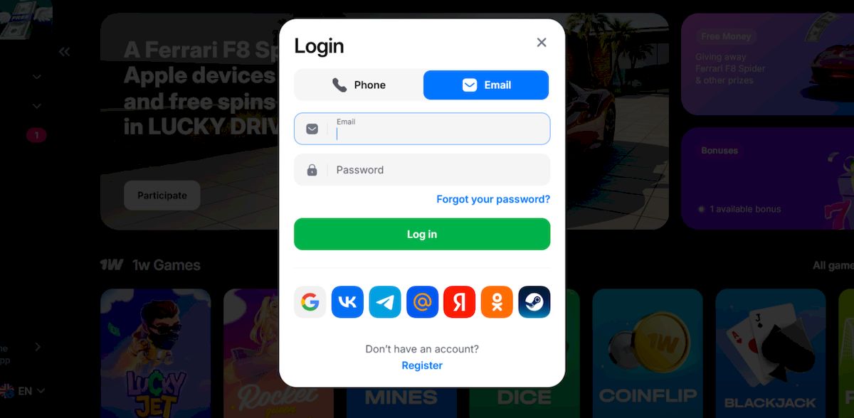 Cuenta personal del casino 1win: inicio de sesión, funcionalidad y navegación