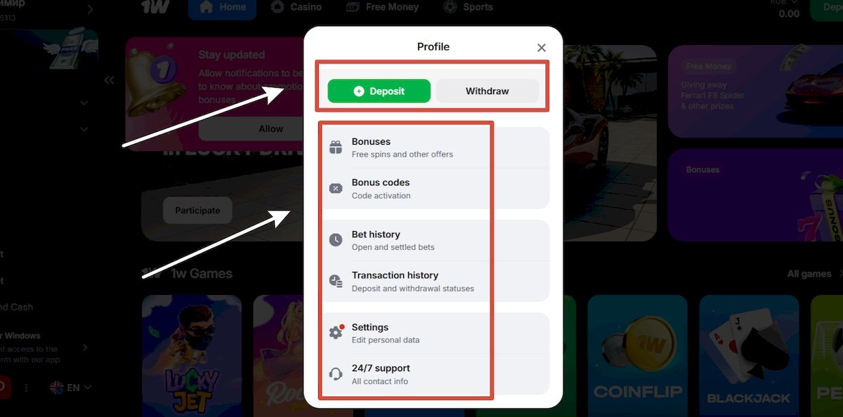 Cuenta personal del casino 1win: inicio de sesión, funcionalidad y navegación
