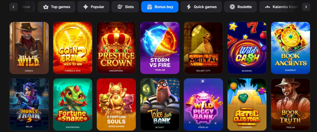 Juegos y tragamonedas 1win