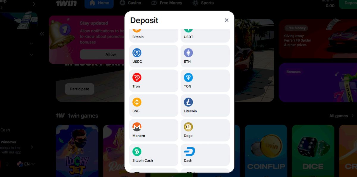 Cómo depositar y retirar fondos en el casino 1win